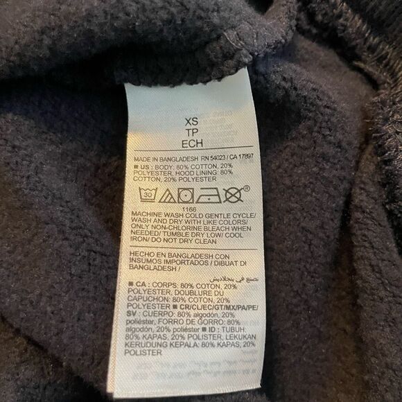 Old Navy Rotation Popover Hoodie Navy Blue Long Sleeve Pull-Over XS - Picture 8 of 9